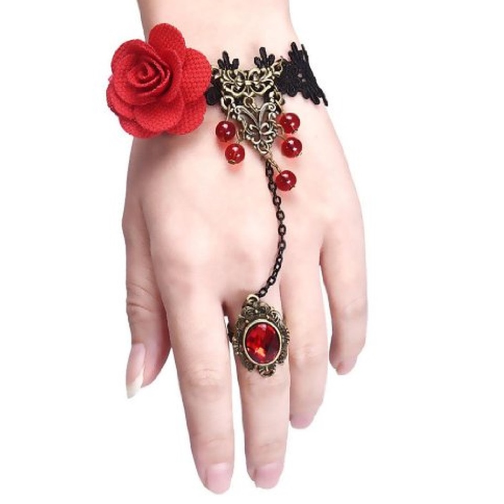 Retro Unique Fashion Elastic Colorful Rose Bracelet and Ring